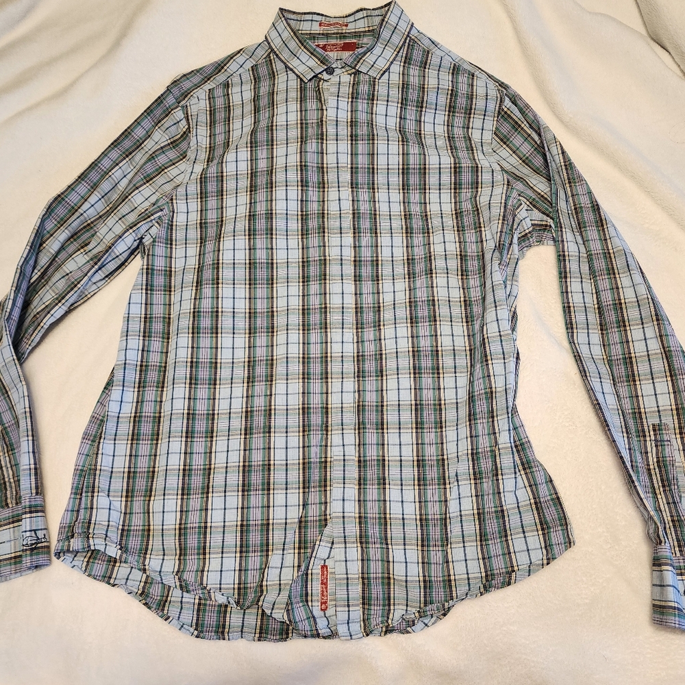 Men's Plaid Shirt - Blue and Green